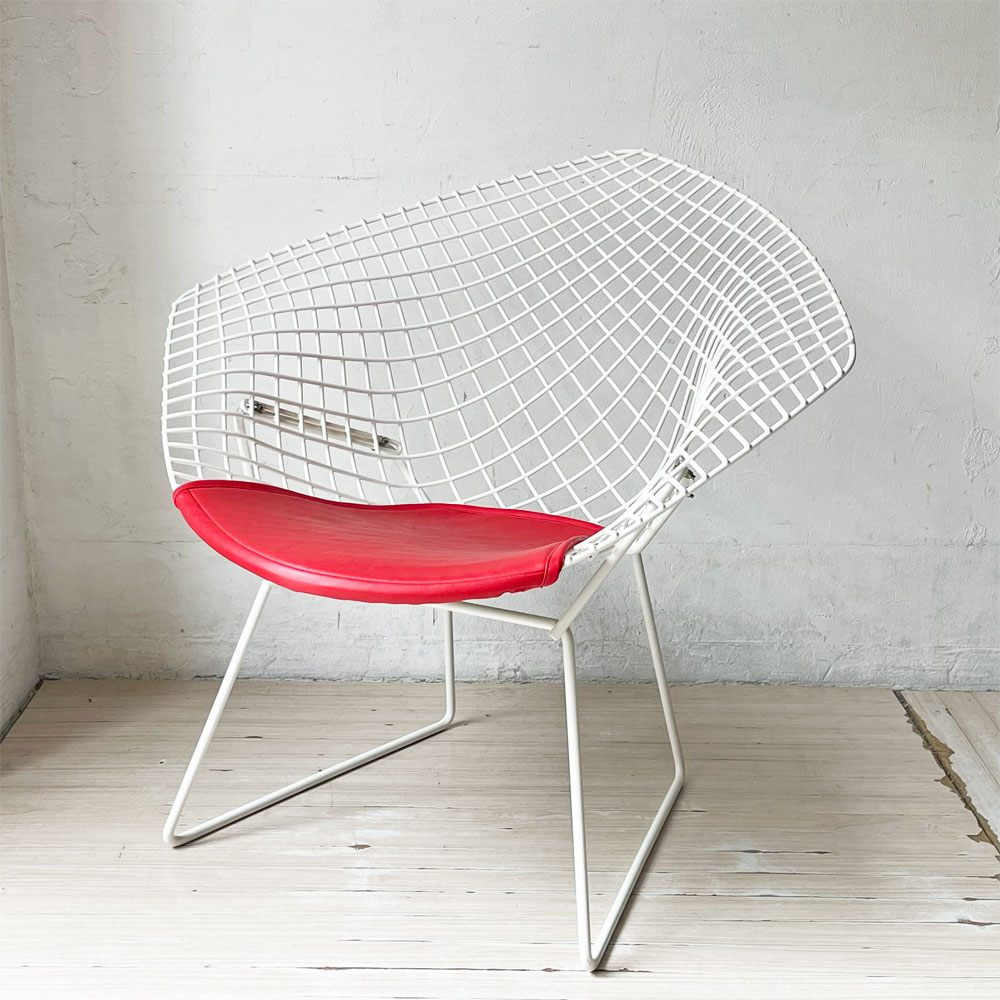 ノル Knoll ダイヤモンドチェア Diamond Chair ハリー・ベルトイア Harry Bertoia ホワイトフレーム シートパッド付 定価￥382,800- ★