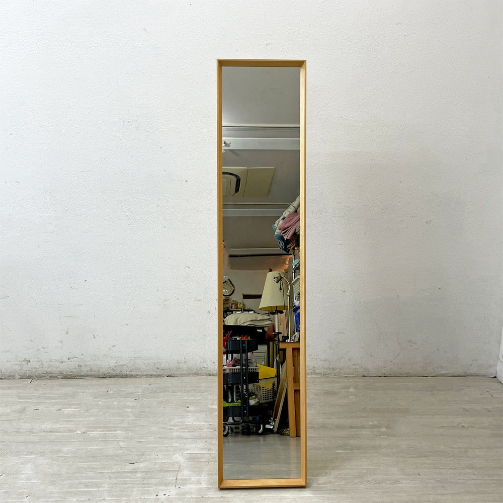 オークヴィレッジ Oak Village ブナ材 × ミズメザクラ材 国産無垢材 スタンドミラー 姿見 ナチュラル W31cm ●