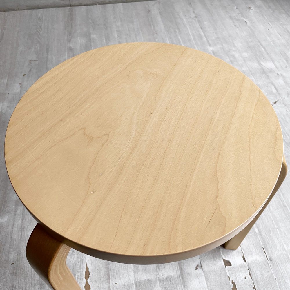 アルテック Artek スツール 60 stool 60 ウスタヴァ Ystava 3本脚 バーチ材 ラッカー塗装 FIN/JPNフレンドシップコレクション 外交関係樹立100周年記念モデル 脚カット品 アルヴァ・アアルト 廃番希少 B ♪