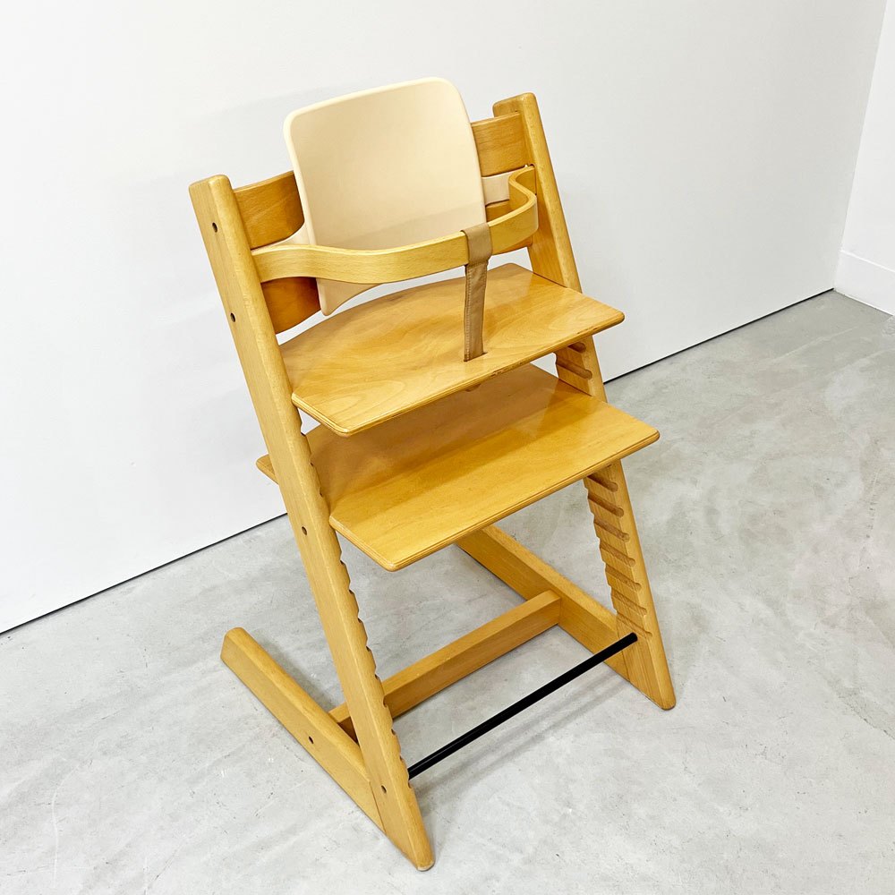 ストッケ STOKKE トリップトラップ TRIPP TRAPP ベビーチェア キッズチェア ナチュラル S/N3～ プラスチック背もたれ付 ノルウェー 北欧家具 ●