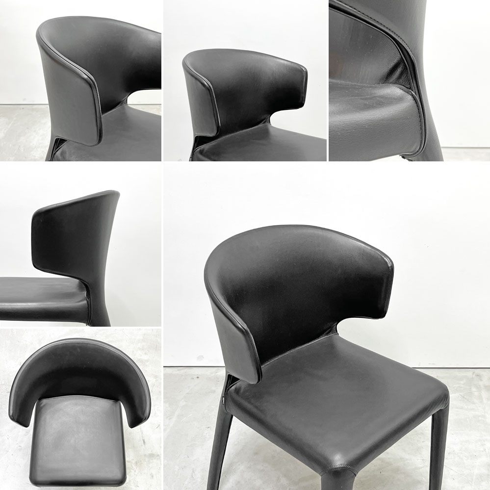 カッシーナ Cassina オラ 367 HOLA アームチェア 本革 フルレザー ブラック ハンス・ウェッツスタイン 定価￥374,000- ●