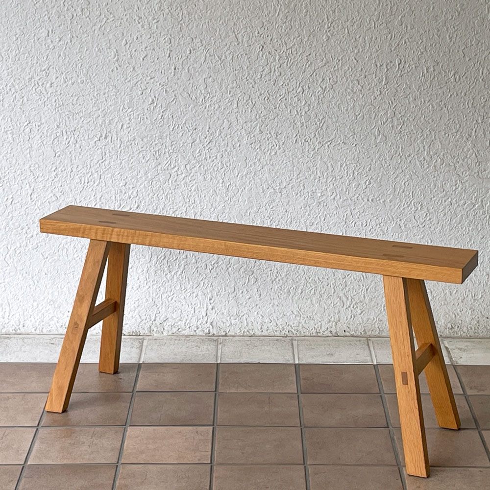 無印良品 MUJI 無垢材 木製ベンチ オーク材 大サイズ W100cm 廃番仕様 シンプルモダン ◇
