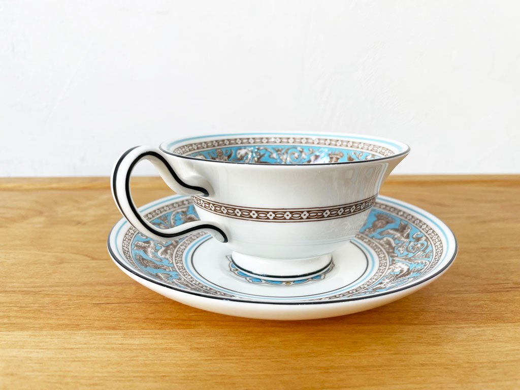 ウェッジウッド WEDGEWOOD フロレンティーン ターコイズ Florentine Turquoise ティーカップ&ソーサー C&S 英国 ★