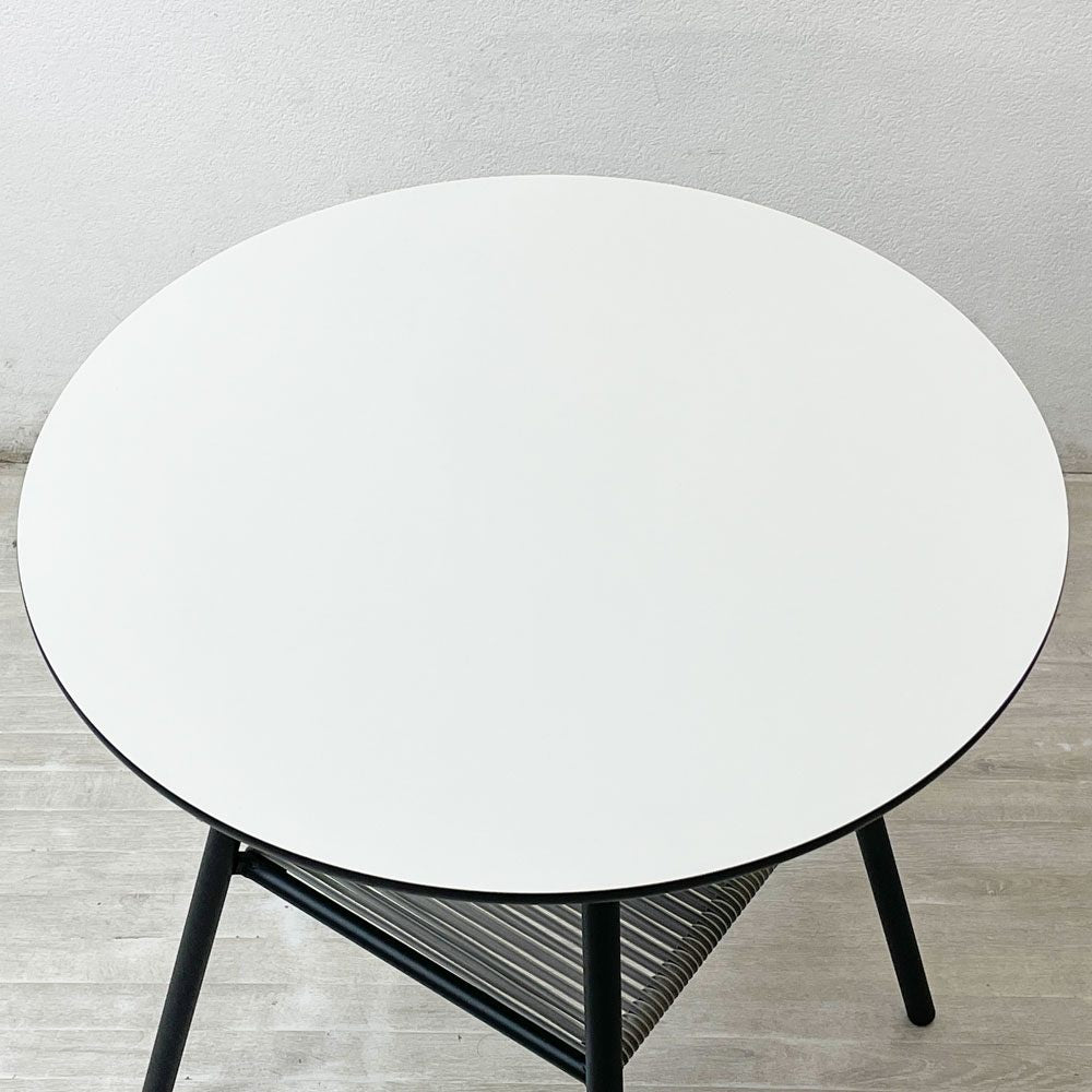 ボーコンセプト Bo Concept エルバ ELBA テーブル ガーデンテーブル カフェテーブル ラウンドトップ ラミネート天板 スチール脚 ラック付き デンマーク 北欧家具 ●