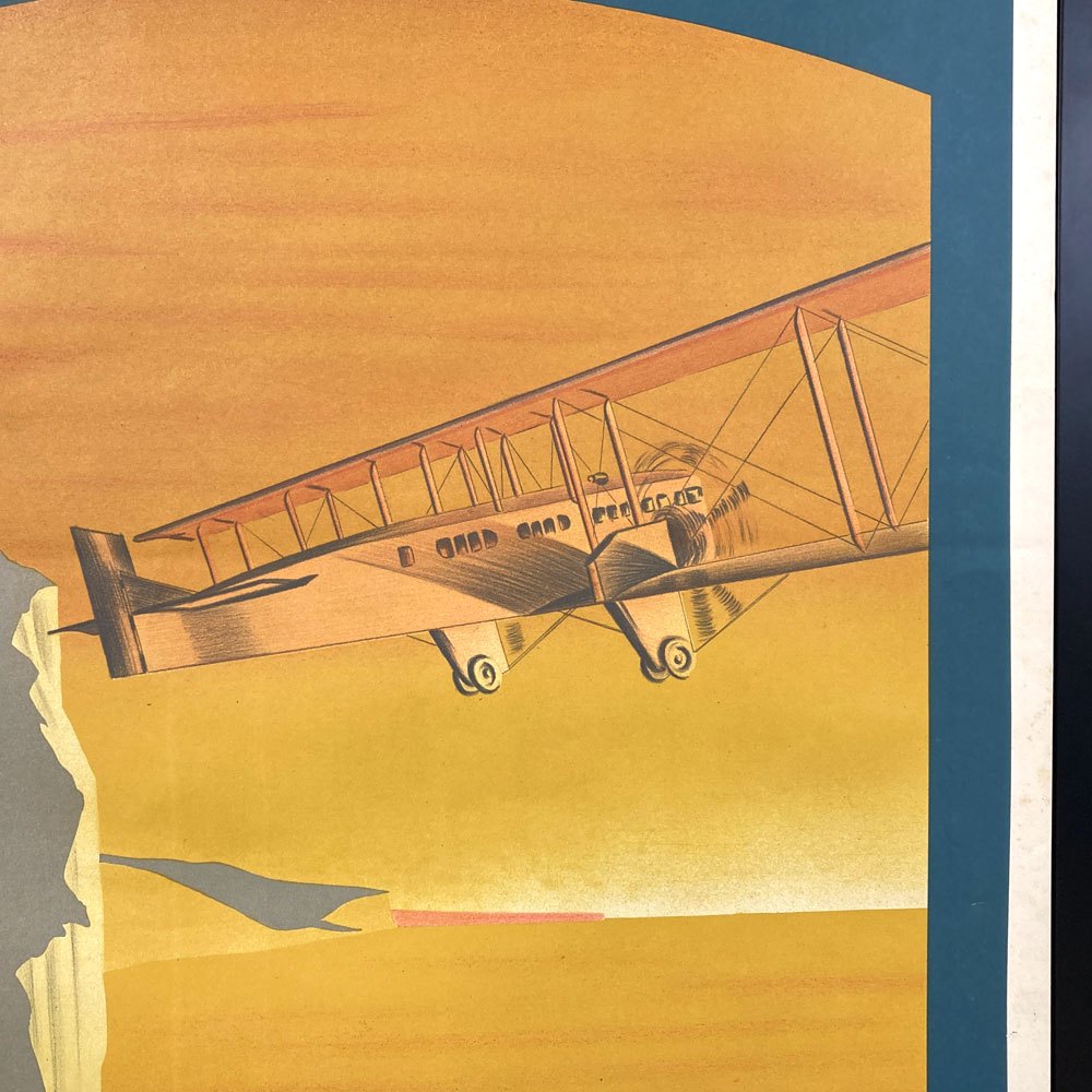 パリ＝ロンドン航空サービス Compagnie Franco-Roumaine de Navigation Aerienne 公式リトグラフ 1987年 再版品 62×100cm 〓