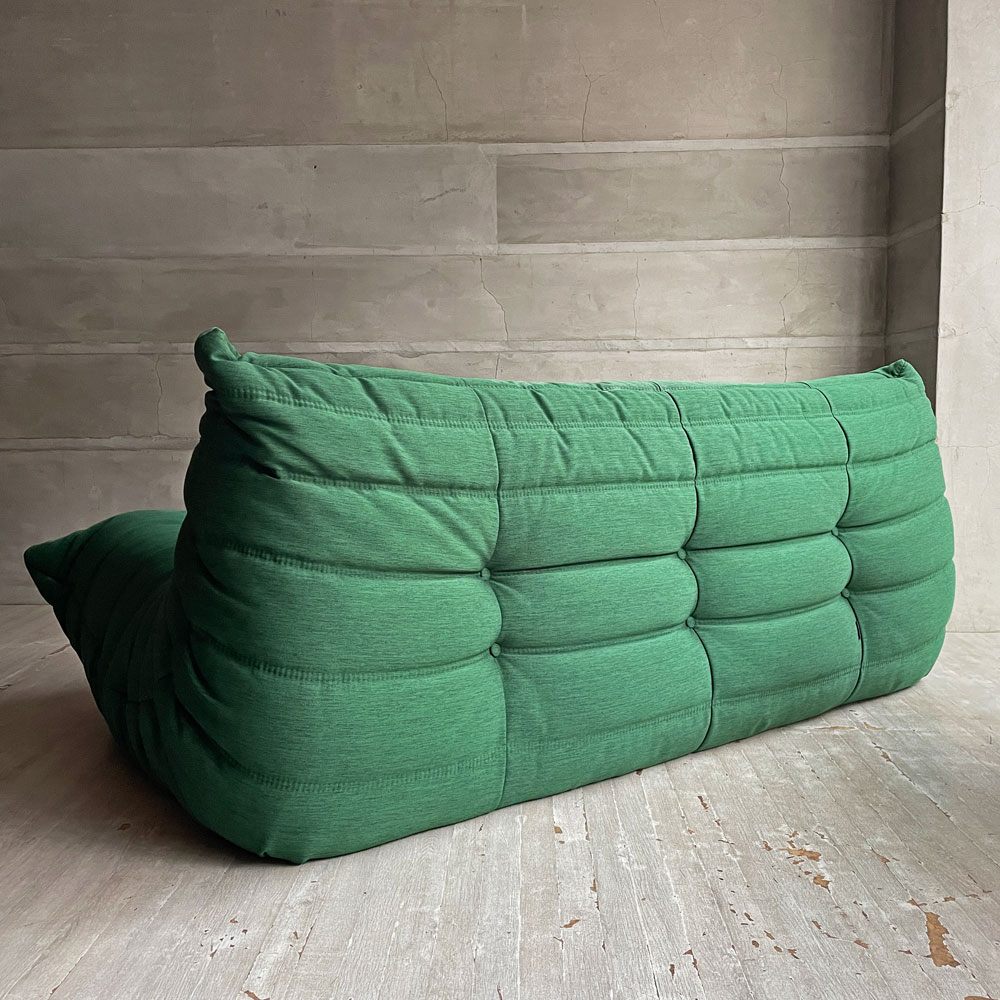 リーンロゼ ligne roset トーゴ TOGO 3Pソファ 3人掛け グリーン Hランク生地 RH-533 撥水加工 ミッシェル・デュカロワ Michel Ducaroy フランス家具 定価￥434,500- ♪