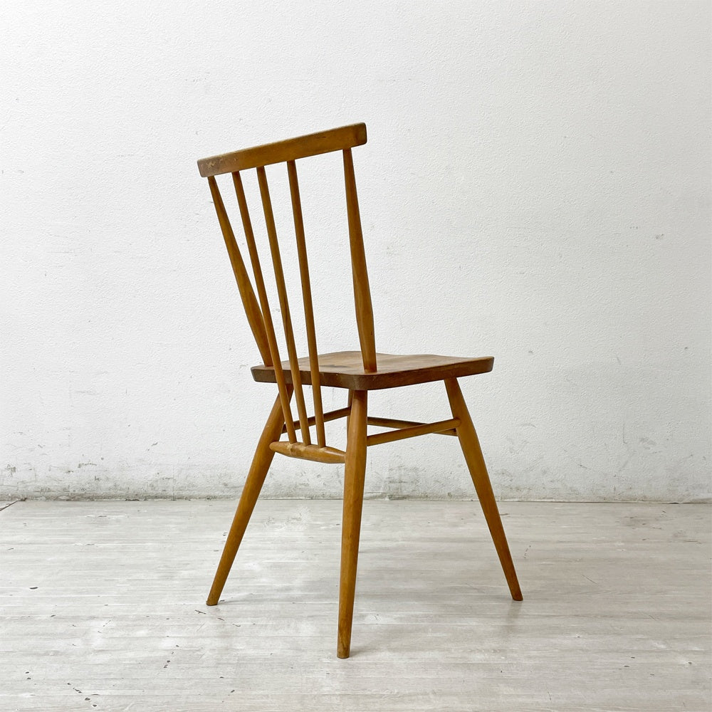 アーコール Ercol スティックバックチェア ダイニングチェア エルム材 UKビンテージ Vintage 英国家具 ●