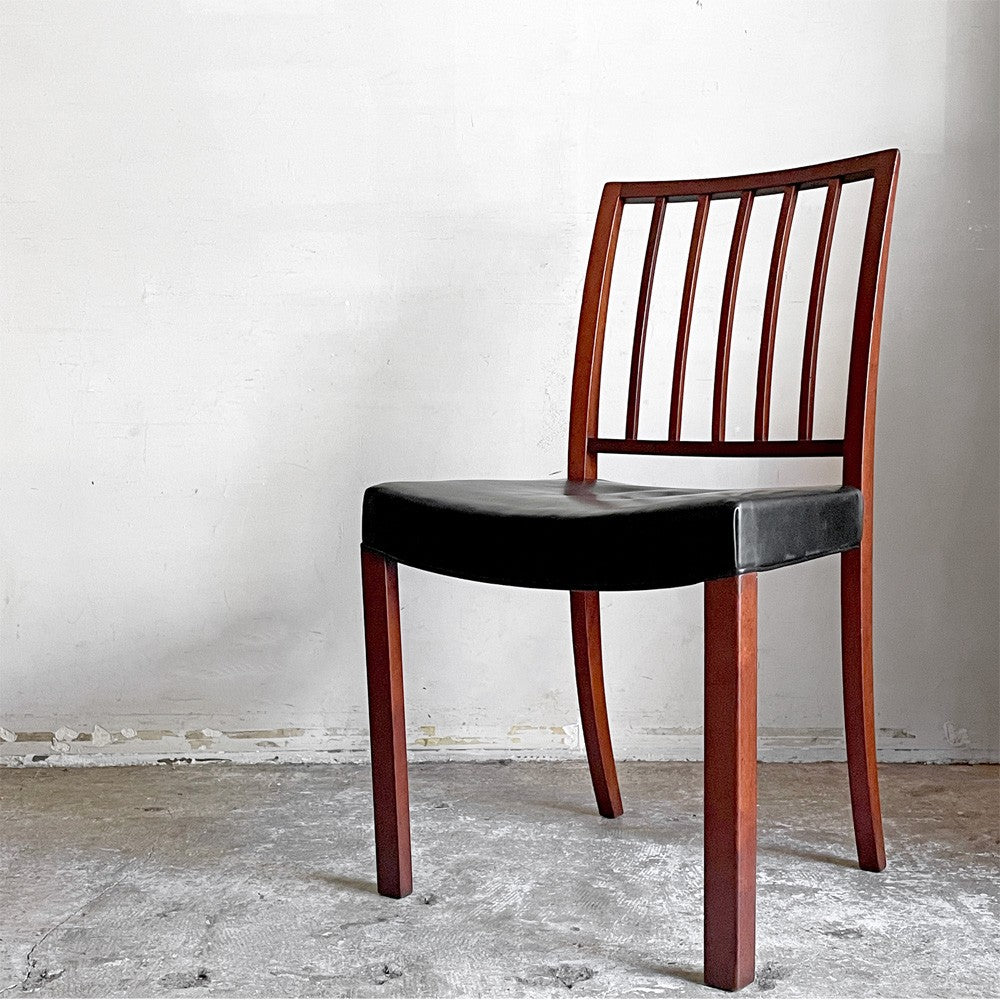 デンマークビンテージ Danish Vintage マホガニー材 ダイニングチェア レザーシート ブラックレザー 北欧家具 ■
