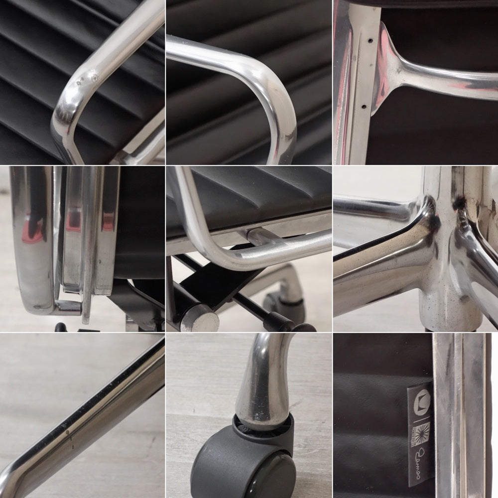 ハーマンミラー Herman Miller イームズアルミナムグループチェア マネージメントチェア アルミバフベース ガス圧昇降仕様 5本脚 キャスタータイプ 本革 イームズ E ●