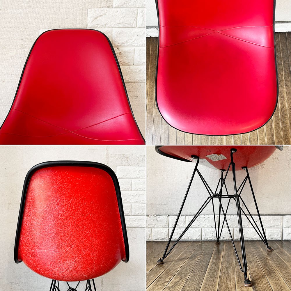 ハーマンミラー Herman Miller サイドシェルチェア セカンド 2nd FRP ナウガレザー エッフェルベース C&R イームズ ビンテージ ◎