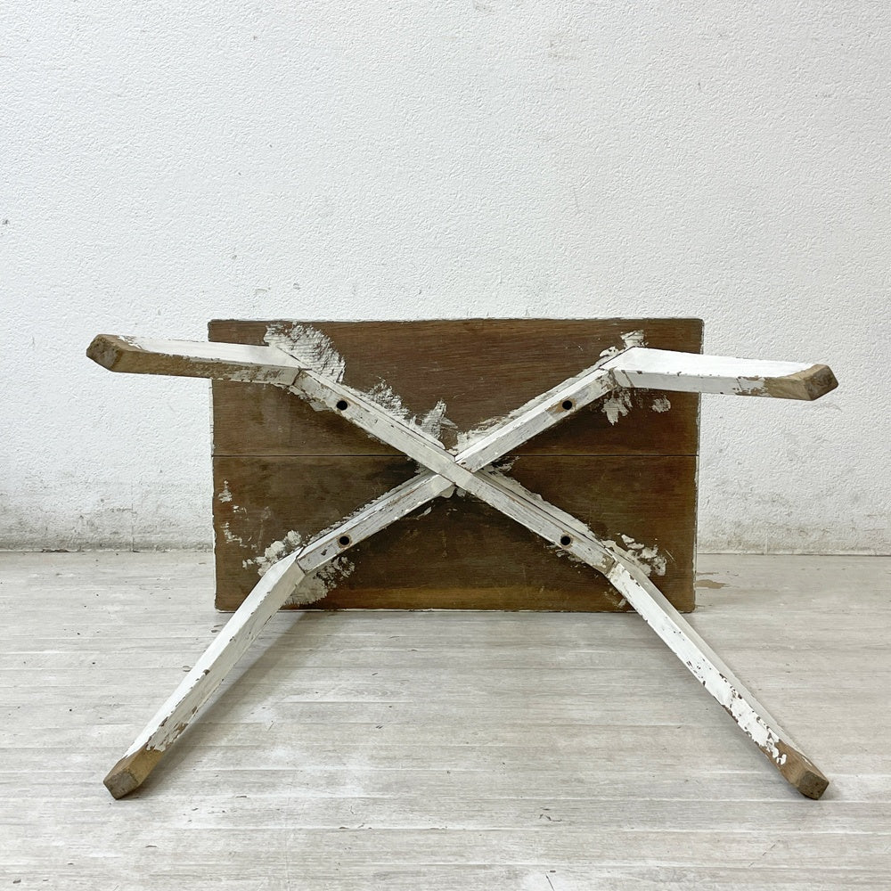 ビンテージ vintage ホワイトペインテッド スモールテーブル サイドテーブル シャビーシック W58cm ホワイト ●