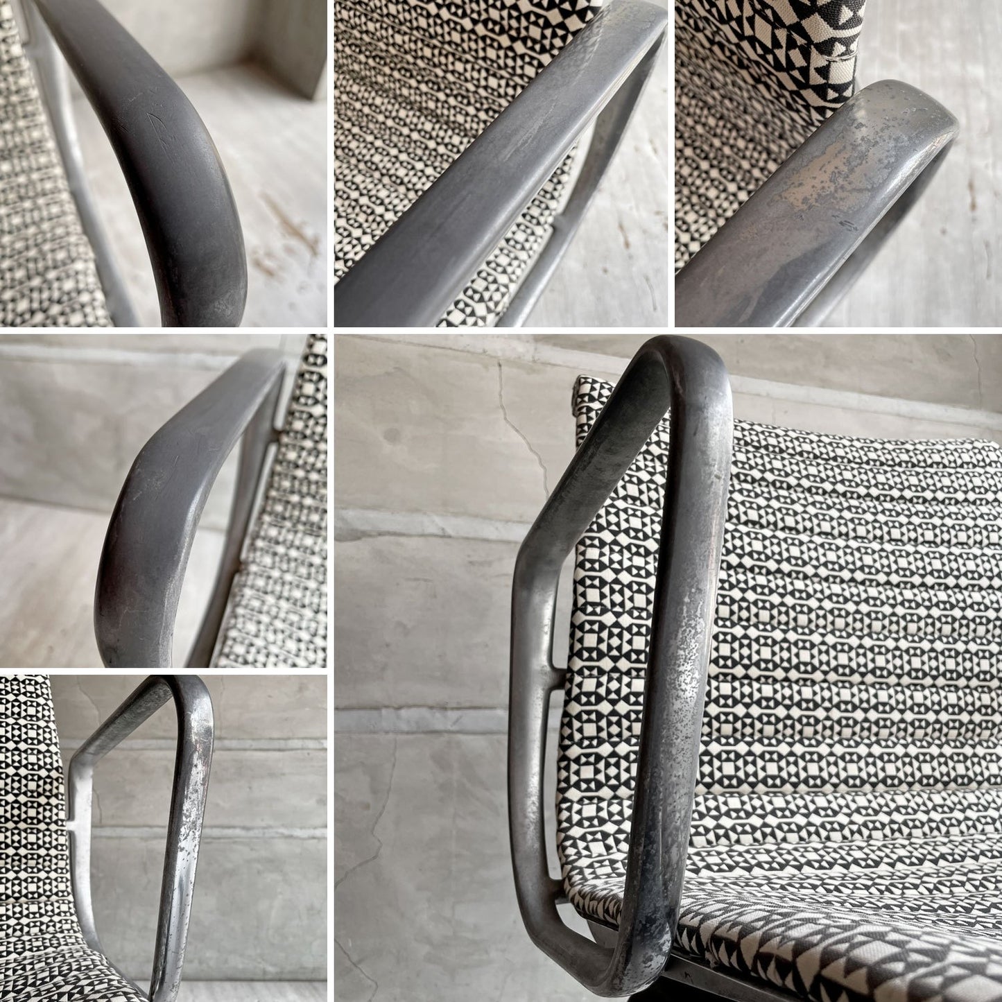 ハーマンミラー Herman Miller ビンテージ アルミナムグループ マネジメントチェア デスクチェア マハラム生地 ジラード Facets張り 固定脚 4本脚 イームズ ミッドセンチュリー♪