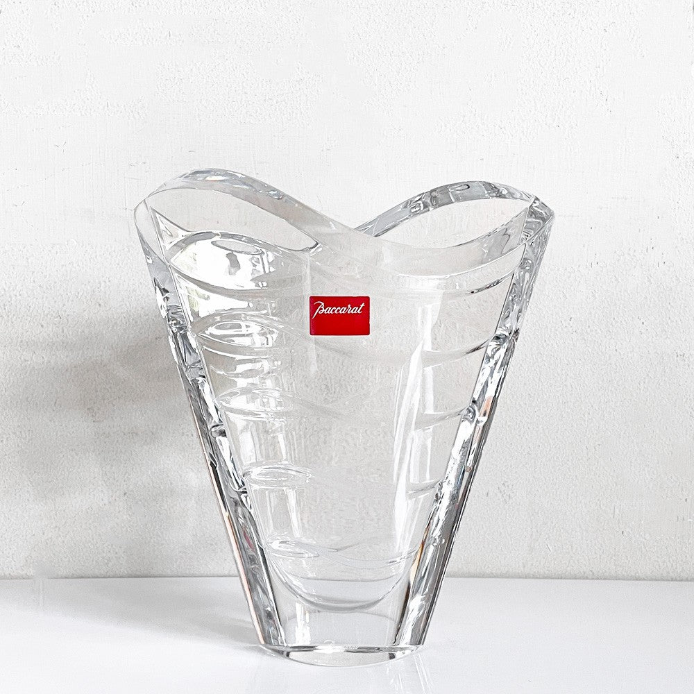 バカラ Baccarat ウェーブ Wave フラワーベース クリスタルガラス  H22.5cm フランス 箱付き未使用品 ■
