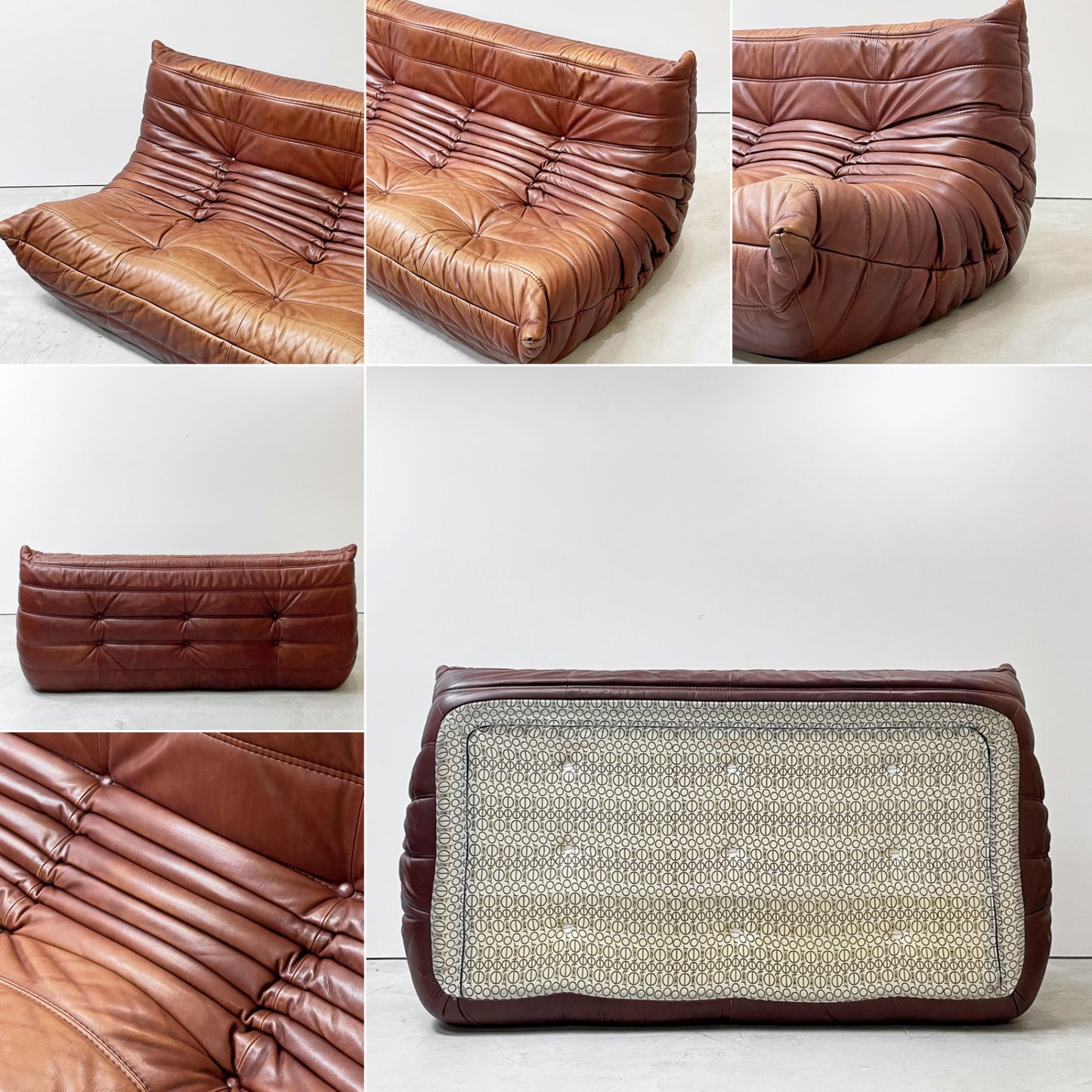 リーンロゼ ligne roset トーゴ TOGO 3Pソファ 3人掛けソファ 3シーター 本革 ブラウン ミッシェル・デュカロワ Michel Ducaroy ●