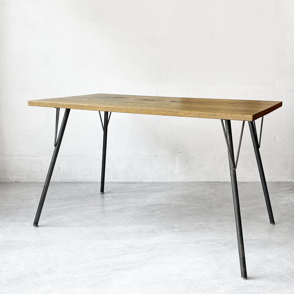 ジャーナルスタンダードファニチャー journal standard furniture サンク SENS ダイニングテーブル オーク無垢材 W120cm 美品 インダストリアル 廃盤 定価￥61.600- ★