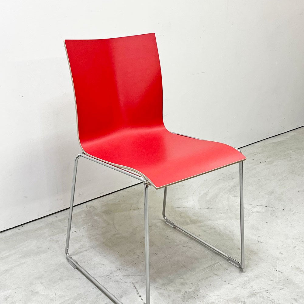 エンゲルブレヒト Engelbrechts チャリック CHAIRIK 107 ダイニングチェア スタッキング そり足 レッド 未使用品 デンマーク ●