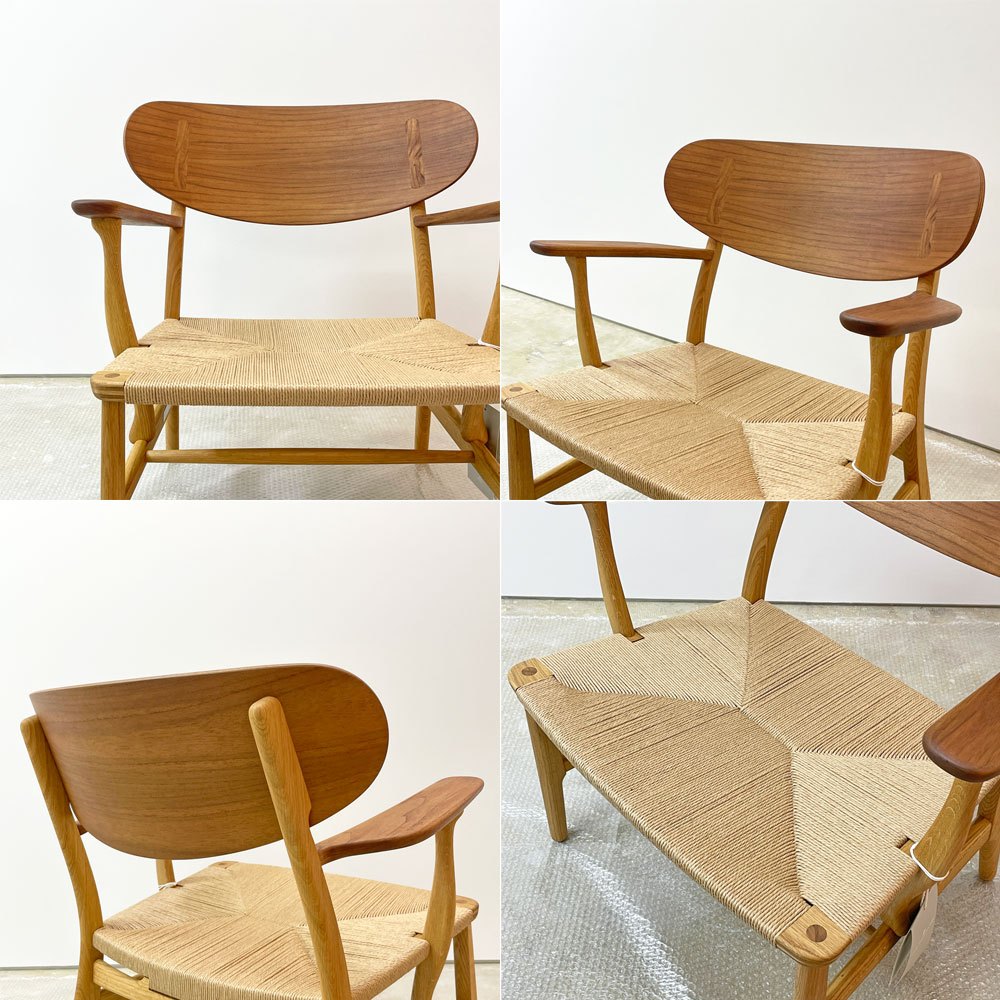カールハンセン＆サン Carl Hansen & Son CH22 ラウンジチェア オーク材 × チーク材 ミックスコンビネーション オイルフィニッシュ ハンス・J・ウェグナー 未使用保管品 定価492,800円 ●