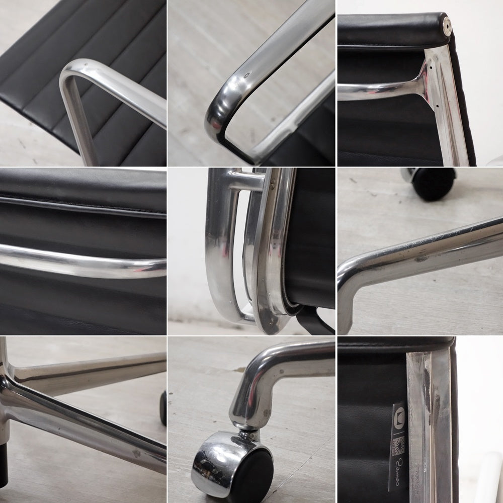 ハーマンミラー Herman Miller イームズアルミナムグループチェア マネージメントチェア アルミバフベース ガス圧昇降仕様 5本脚 キャスタータイプ 本革 イームズ D ●