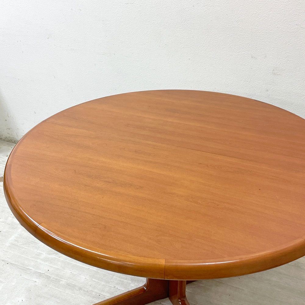 CJ ROSENGAARDEN エクステンション ダイニングテーブル ラウンド チーク材 W110～168.5cm 伸長式 アジャスター デンマークビンテージ 北欧家具 ●