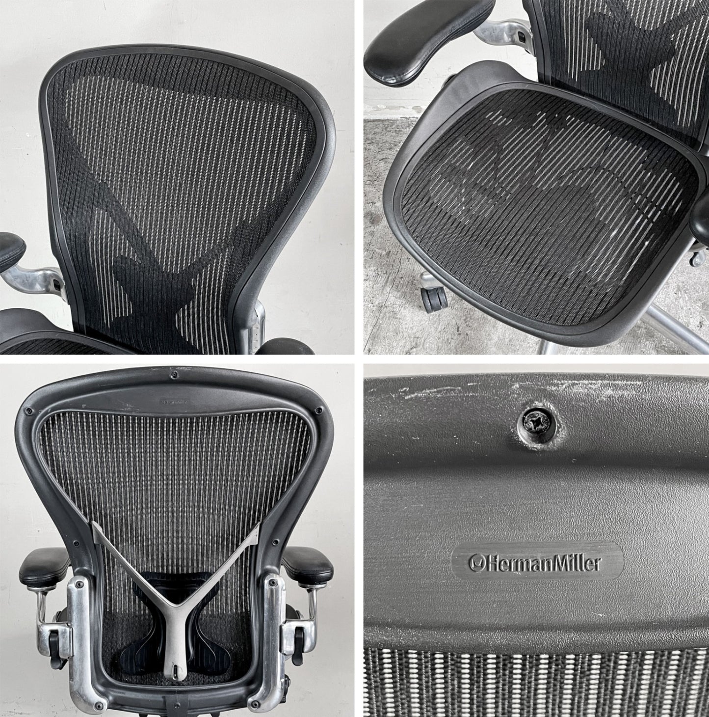 ハーマンミラー Herman Miller アーロンチェア Bサイズ ポスチャーフィット クラシックカーボンメッシュ ポリッシュドアルミベース ビル・スタンフ ＆ ドン・チャドウィック ■