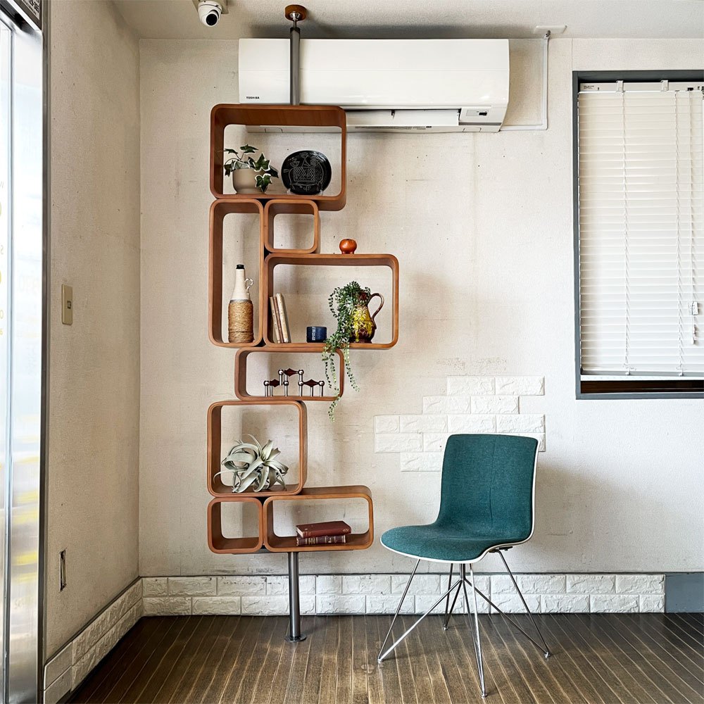 パシフィックファニチャーサービス P.F.S. リーフユニット REEF UNIT A オープンシェルフ パーテーション チーク材 H231.5-245cm ミッドセンチュリーデザイン 廃番 ◎