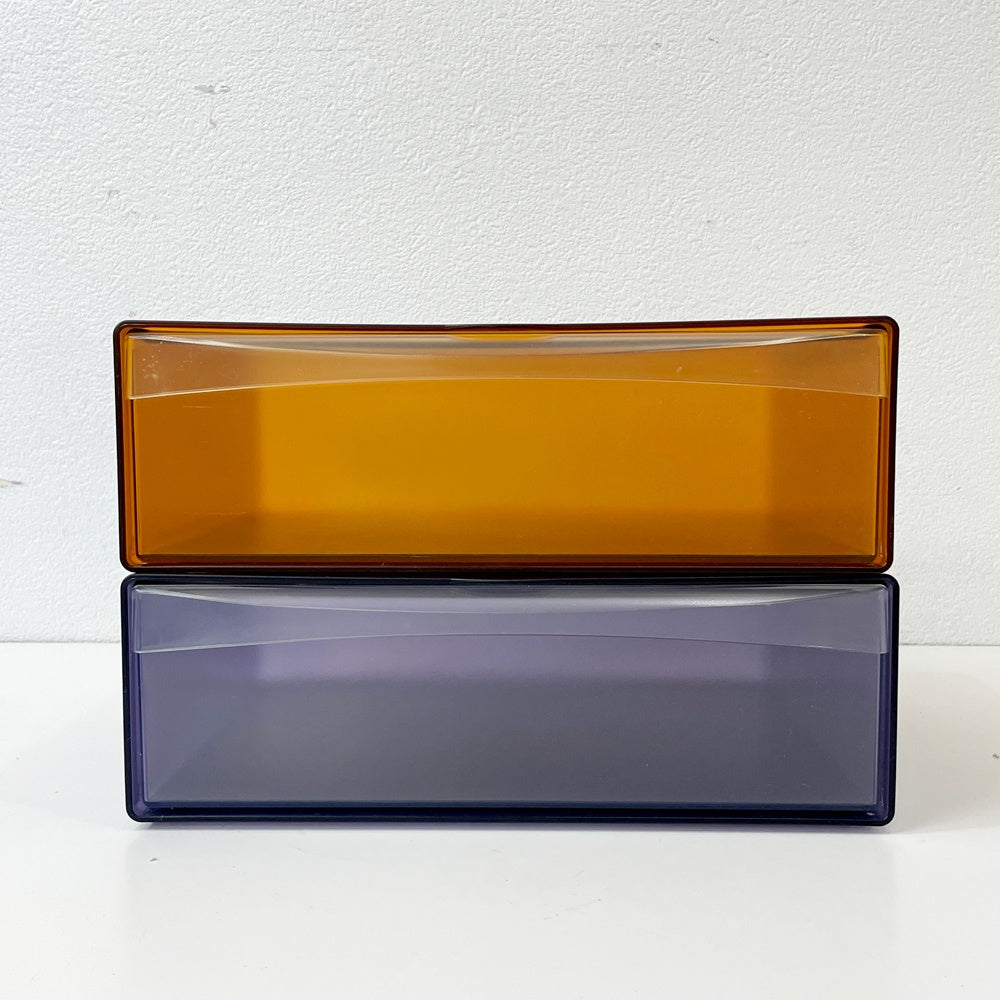 タッパーウェア Tupperware システムドロワー ワイド クリアブルー×クリアオレンジ H17cm 2個セット ●