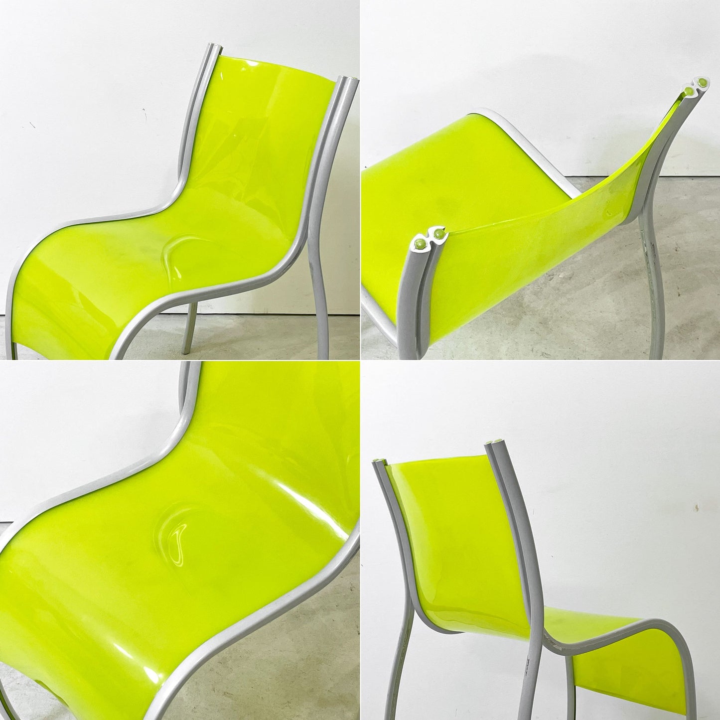 カルテル Kartell FPE chair スタッキングチェア ダイニングチェア アルミ ポリプロピレン グリーン ロンアラッド イタリアモダン 廃番 A ●
