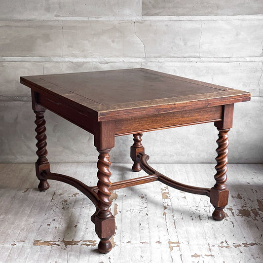 UKビンテージ UK Vintage ドローリーフテーブル ダイニングテーブル オーク材 ツイストレッグ 伸長式 英国家具 アンティーク ♪