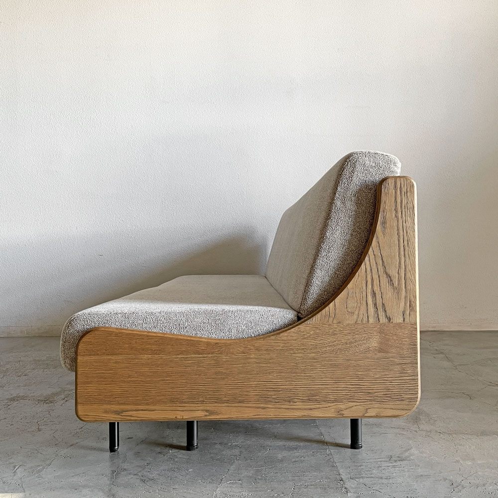 ジャーナルスタンダード  j.s.F ハビタ HABITAT SOFA BED ソファベッド デイベッド 3人掛けソファ W200cm オーク材 ファブリック ベージュ 定価￥231,000- 〓
