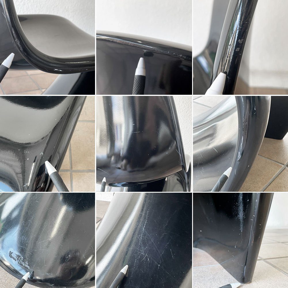 パントンチェア ビンテージ ダイニングチェア ヴェルナーパントン Verner Panton ブラック 1984年製 Horn スペースエイジ 希少 A ◇
