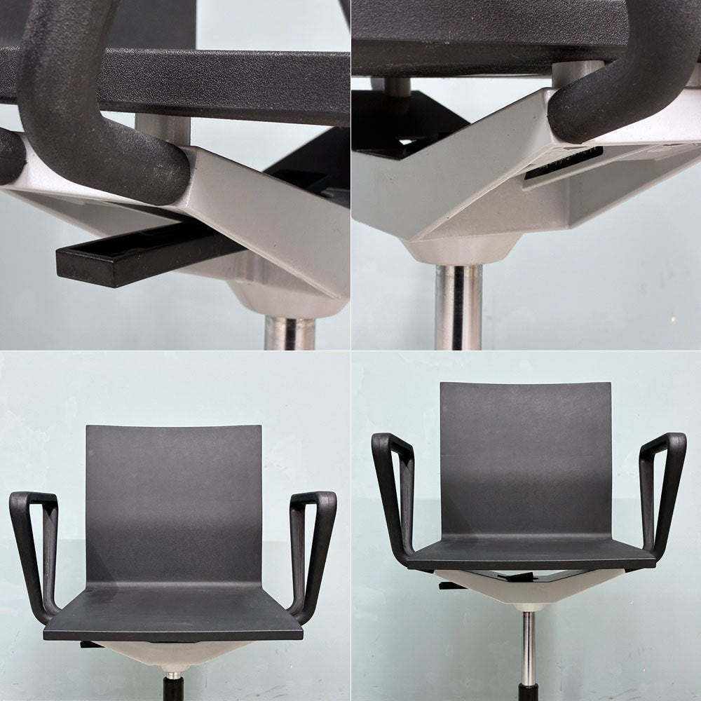 ヴィトラ vitra ゼロフォー 04. スタジオチェア アームレスト付 ブラック マールテン・ヴァン・セーヴェレン ◎