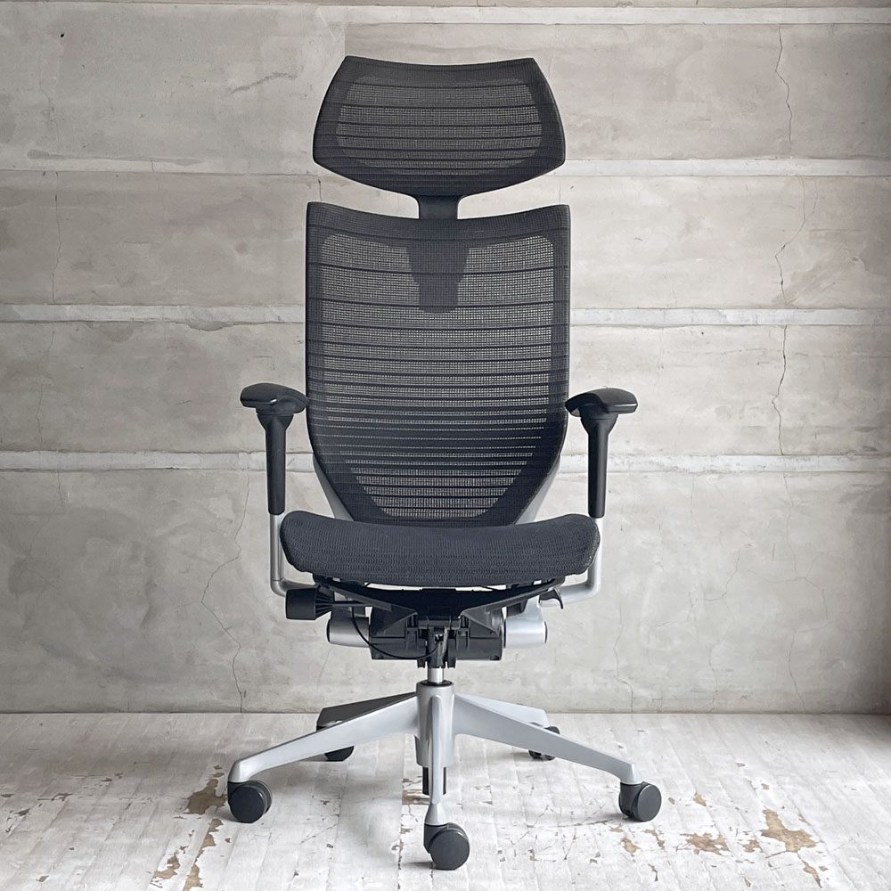 オカムラ okamura バロンチェア Baron Chair デスクチェア エクストラハイバック グラデーションサポートメッシュ 可動ヘッドレスト アジャストアーム ♪