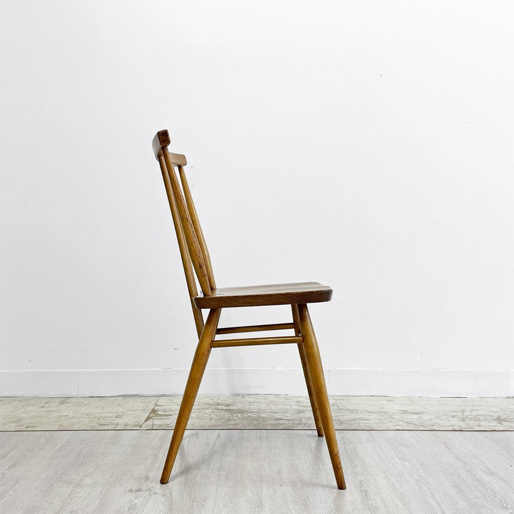 アーコール Ercol スティックバックチェア ダイニングチェア エルム材 UKビンテージ Vintage 英国家具 ●