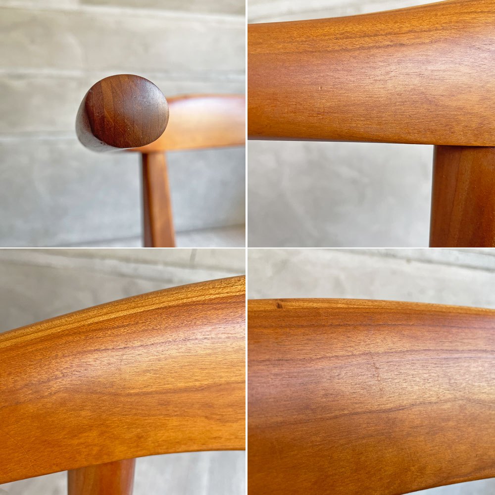 ウッドユウライクカンパニー WOOD YOU LIKE COMPANY アイチェア クッション AI CHAIR ハーフアームチェア チェリー無垢材 ファブリック グリーン 座面張替済 B ♪