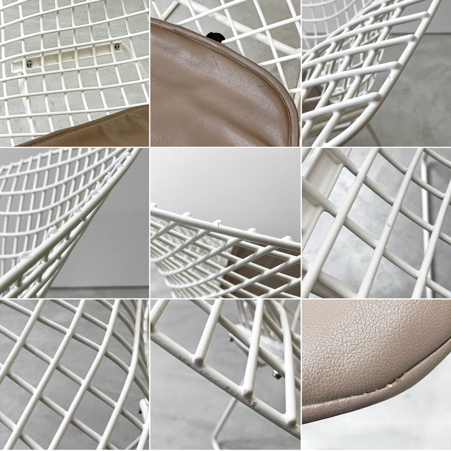 ノル Knoll ダイヤモンドチェア Diamond Chair ラウンジチェア ビンテージ ハリー・ベルトイア Harry Bertoia ホワイトフレーム シートパッド付 ミッドセンチュリー ●