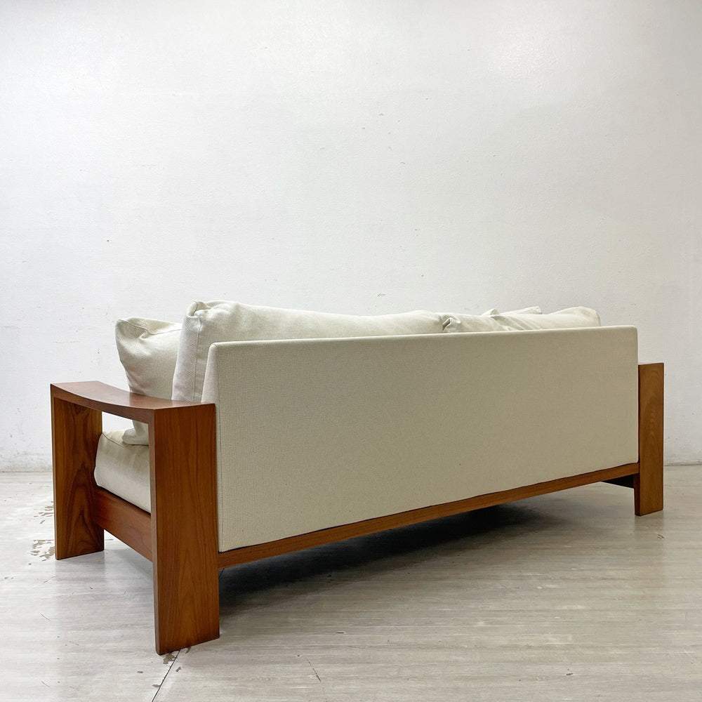 家具蔵 KAGURA モデルノ MODERNO 3Pソファ チェリー無垢材 ファブリック 現状品 ●