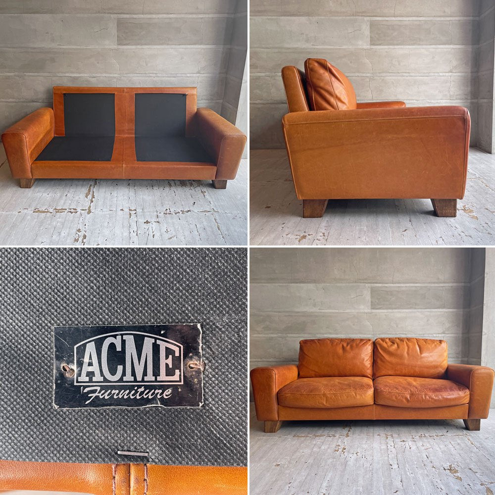アクメファニチャー ACME Furniture フレスノ FRESNO SOFA 3Pソファ 3人掛け レザー 本革 アメリカンビンテージスタイル 参考定価￥330,000- ♪
