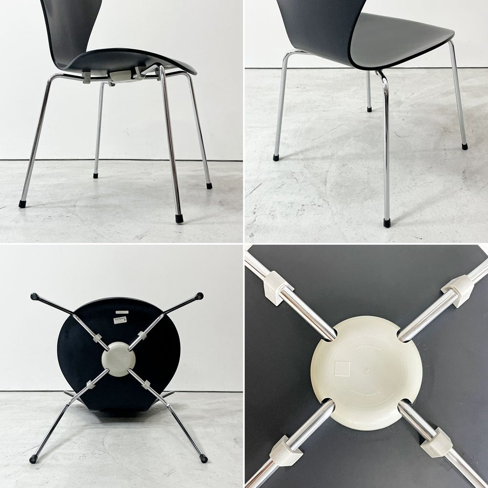 フリッツハンセン Fritz Hansen 3107 セブンチェア ダイニングチェア スタッキングチェア ブラック ラッカー再塗装 アルネ・ヤコブセン デンマーク 北欧家具 ●
