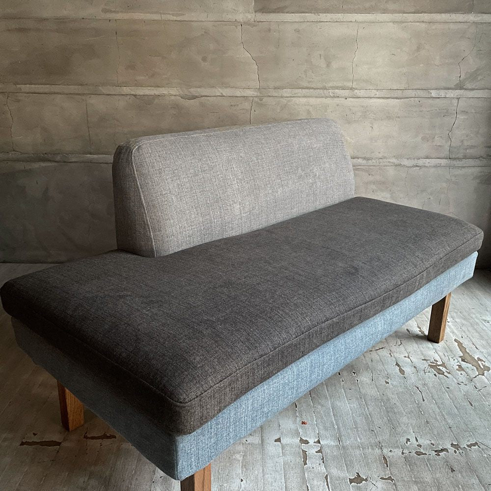 モモナチュラル Momo natural アルネ レイドバック ベンチ ARNE LAID-BACK BENCH ハーフバック 2Pソファ 2人掛け ブルー×ネイビー 替えカバー（グレー）付き ♪