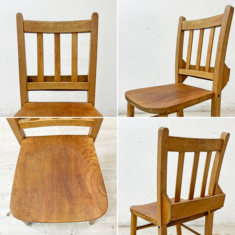 UKビンテージ UK Vintage チャーチチェア チャペルチェア ダイニングチェア バイブルボックス 教会椅子 英国家具 B ●