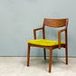 木蔵 BOKURA ピーチェア P chair ハーフアーム ダイニングチェア ウォールナット ファブリックシート イエローグリーン 北欧モダン 定価￥43,890- B ◎
