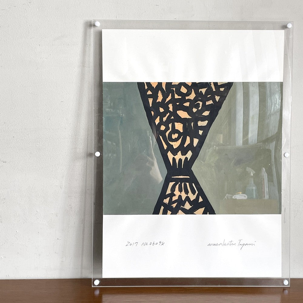 田上允克 TAGAMI Masakatsu 2017 No.06094 絵画 アクリル 額装品 アート サイン有 W43.5cm ■