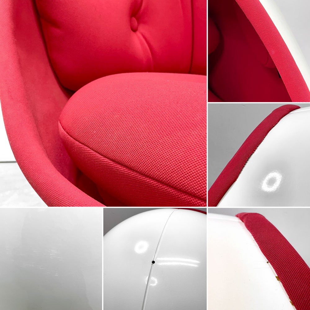 ヘンリックソーラーセン Henrik Thor-Larsen オヴァリアエッグチェア Ovalia Egg Chair FRP ホワイト×レッド ステレオスピーカー内蔵 オットマン付き ビンテージ スペースエイジ ●