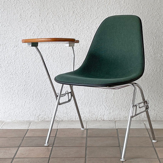 ハーマンミラー Herman Miller サイドシェルチェア セカンド 2nd ビンテージ アプホルスター スクールベース 肘掛けテーブル付 イームズ ミッドセンチュリー C ◇