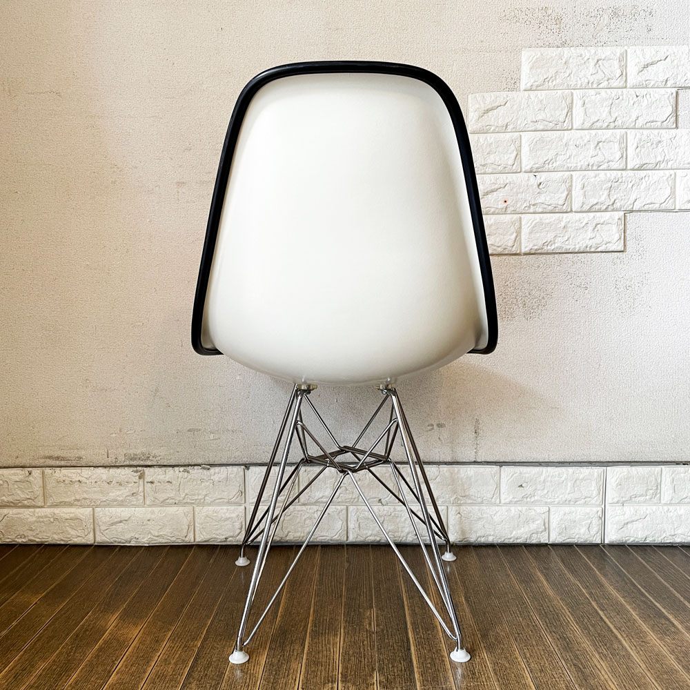 ハーマンミラー Herman Miller サイドシェルチェア FRP製 3rdビンテージ ホワイトシェル ナウガレザー キャメル系 エッフェルベース C&R イームズ ミッドセンチュリー ◎