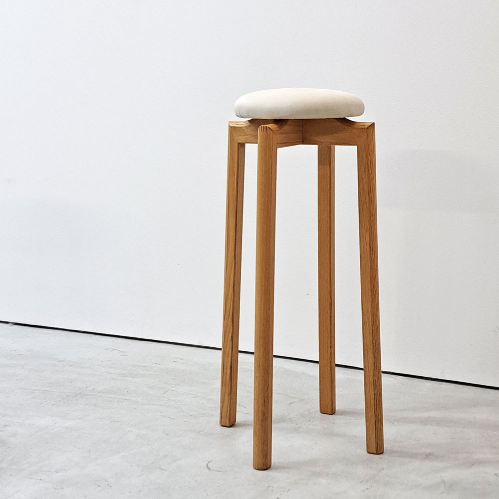 匠工芸 TAKUMI マッシュルームスツール MUSHROOM ハイスツール Lサイズ ファブリック座面  ホワイトアッシュ材 旭川家具 A ●