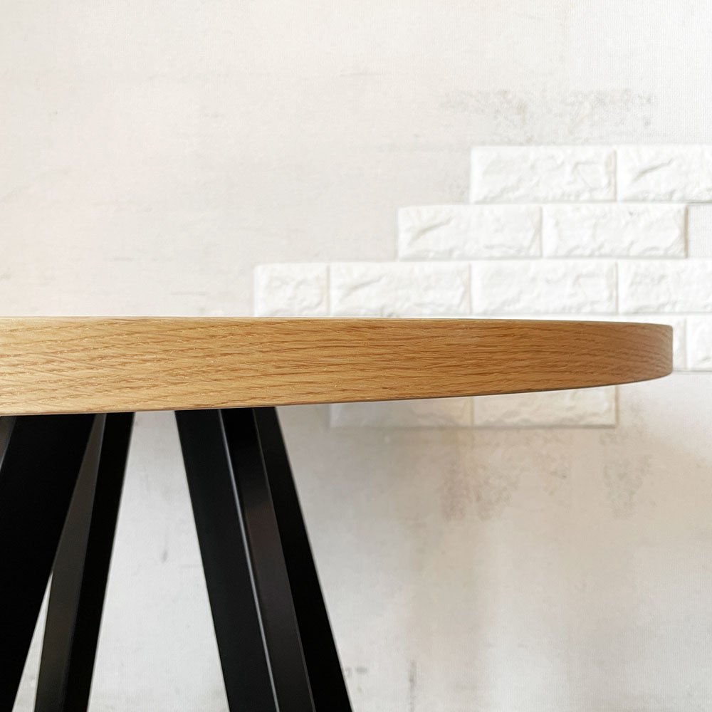 かなでもの KANADEMONO ザ・カフェテーブル THE CAFE TABLE Black Steel 4pin ラウンド Φ80cm リノリウム天板 Mauveカラー 定価￥57,300- ◎