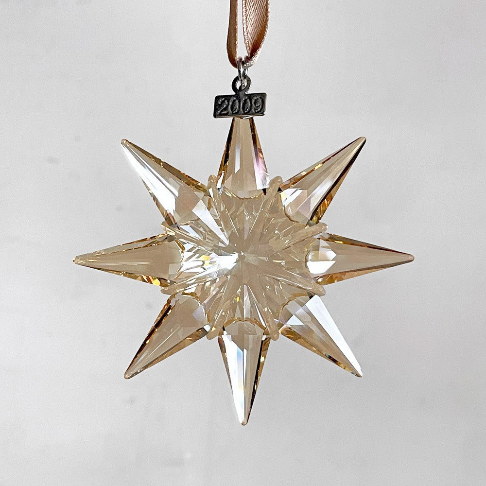 スワロフスキー SWAROVSKI クリスマスオーナメント SCS会員限定 2009年 ゴールデンシャドウ 結晶モチーフ クリスタル 箱付き ■