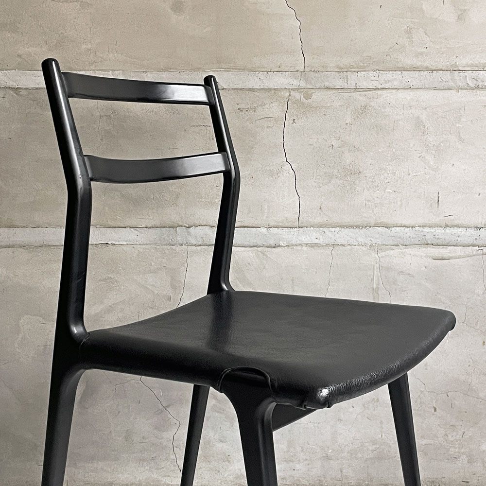天童木工 TENDO インパラチェア Impala Chair ダイニングチェア ブラック レザー 本革 佐々木敏光 ジャパニーズミッドセンチュリーモダン D  ♪