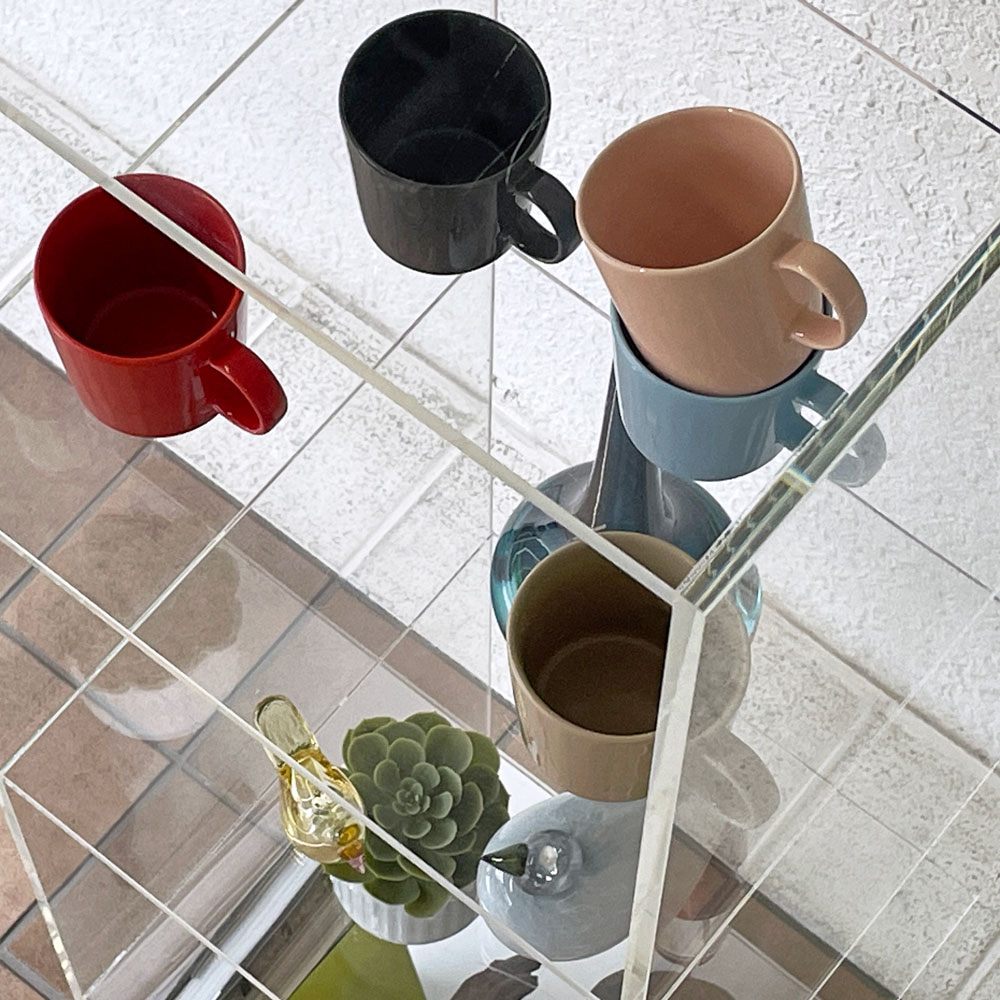 アクリル製 オープンシェルフ ディスプレイラック 4段 キャスター付き 台車 飾り棚 店舗什器 ◇